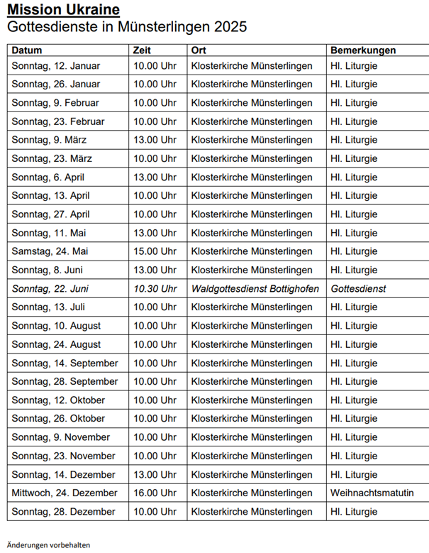 Ukrainische Gottesdienste